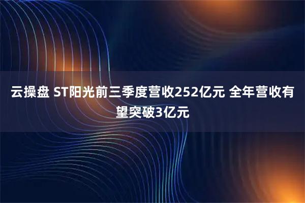 云操盘 ST阳光前三季度营收252亿元 全年营收有望突破3亿元